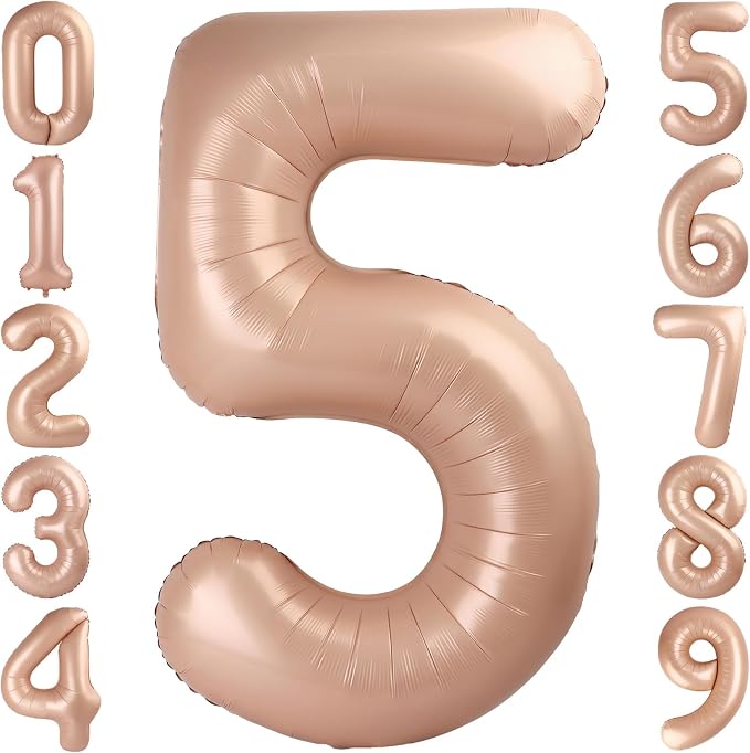 40 Inch Caramel Foil Number 5 Balloon by TNCDJKPA