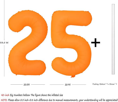 Orange Birthday Number 25 Balloon 40IN Fluorescent Orange 52 Balloon | - Image 2