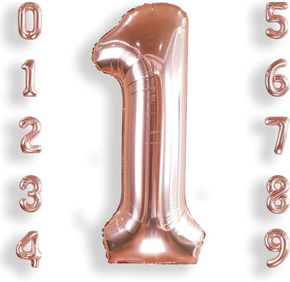 AULE 40 Inch Rose Gold 1 Balloon Number Foil 0-9 Birthday Big Numbers | by AULE