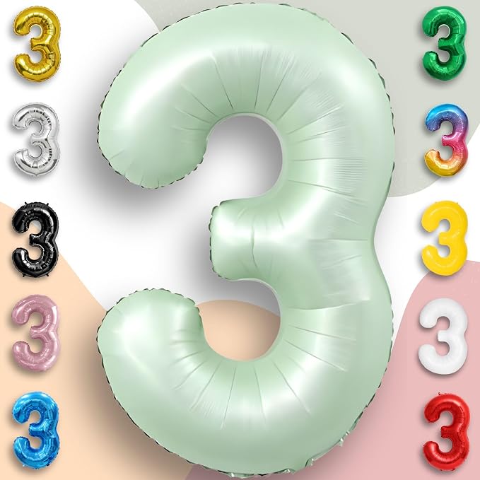 Green Number Balloon 3 Mylar Foil Balloons 32 inch - Image 5