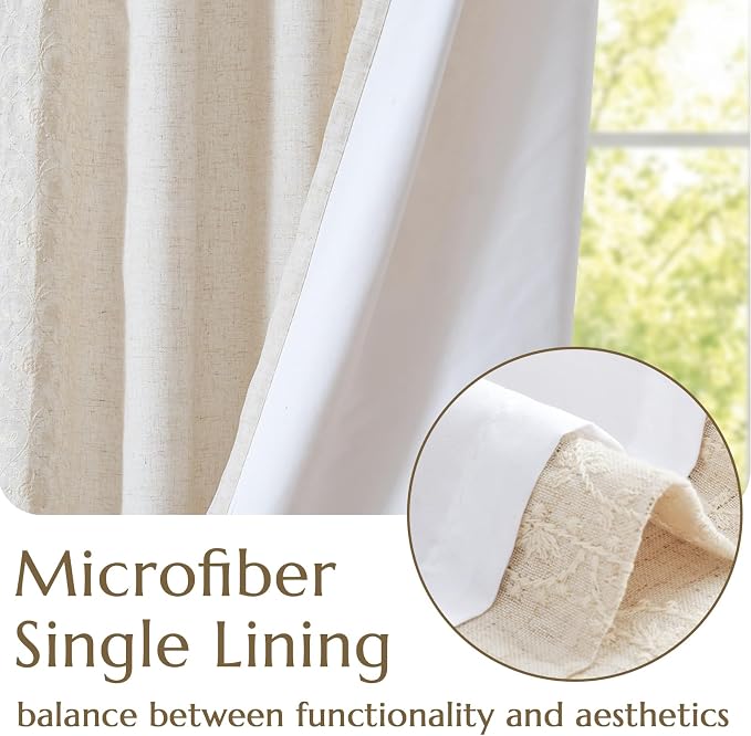 jinchan Floral Linen Curtains - Image 4