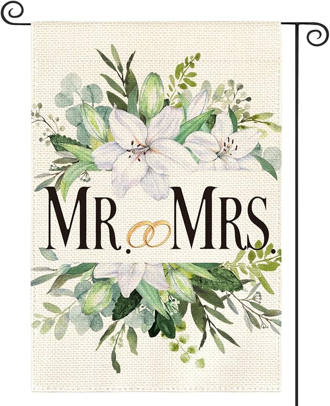AVOIN colorlife MR. and MRS. Wedding Garden Flag 12x18 Inch Double Sided Outside by AVOINcolorlife
