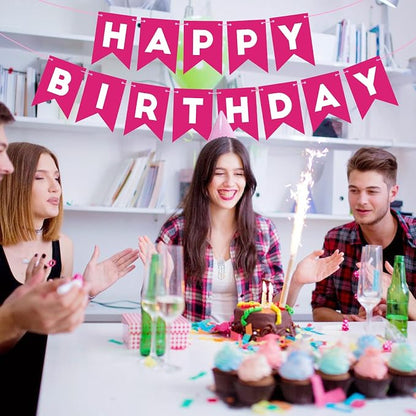 Hot Pink Happy Birthday Banner Sign - Image 7