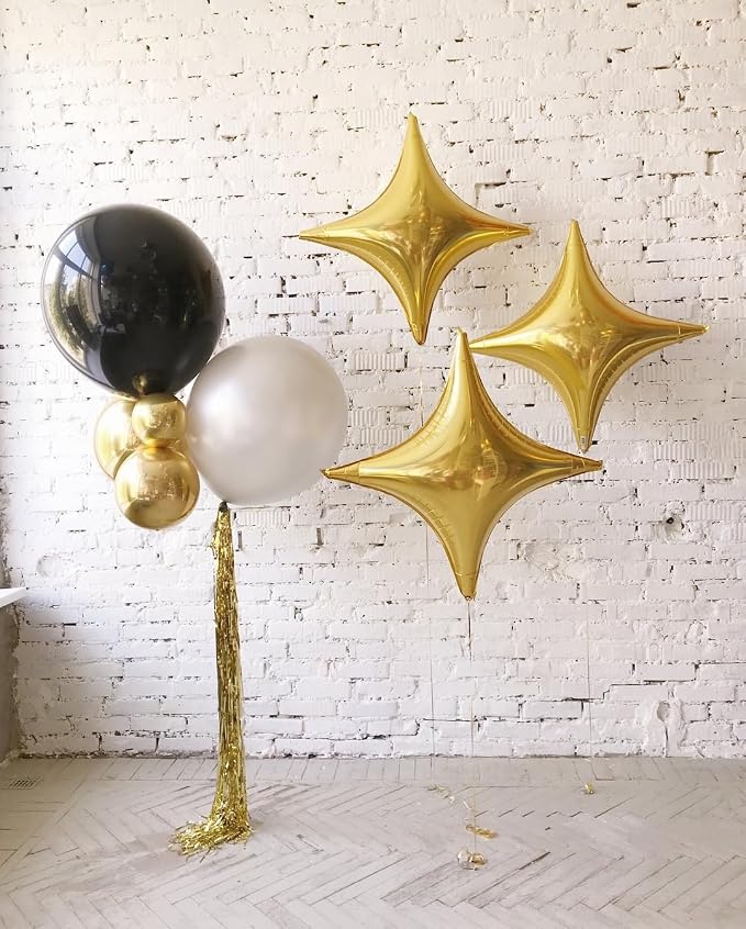 Gold Star Balloons, 26Inch and 10Inch Gold Quadrangle Helium Balloon - Image 6