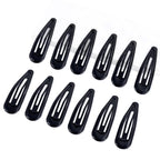 Metal Snap Hair Clips Water Drop No Slip Hair Barrettes for Women Large Hair Clips For Thick And Thin Fine Hair,Black,2.67 x 0.7 Inches,12 PCS