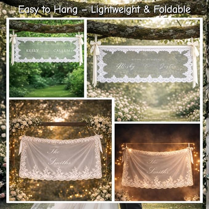 Personalized Sheer Wedding Banner - Image 7