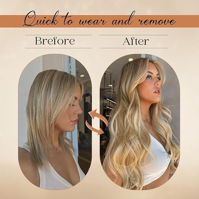 Clip in Hair Extensions Real Human Hair 22Inch 8pcs 110g Seamless Balayage Blonde Hair Extensions Clip Ins Double Weft Light Blonde Highlight Golden Blonde Invisible Straight Remy Human Hair for Women