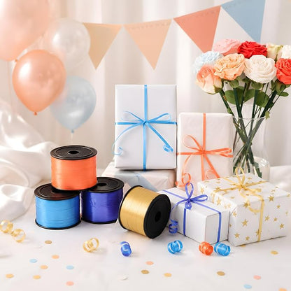 BEISHIDA 4 Pack 100 Yard Blue Orange Gold Curling Crimped Ribbon Balloon String - Image 4