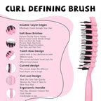 Curl Defining Brush for Curly Hair, Flexi Vented Brush for Faster Drying Hair, Detangling and Shaping to Reduce Pulling (Pink)