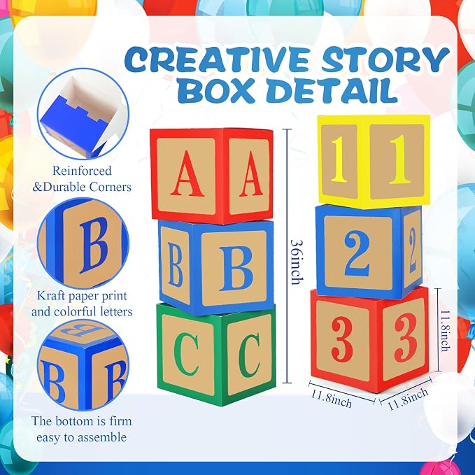 Zhanmai 6 Pcs ABC and 123 Balloon Boxes - Image 2