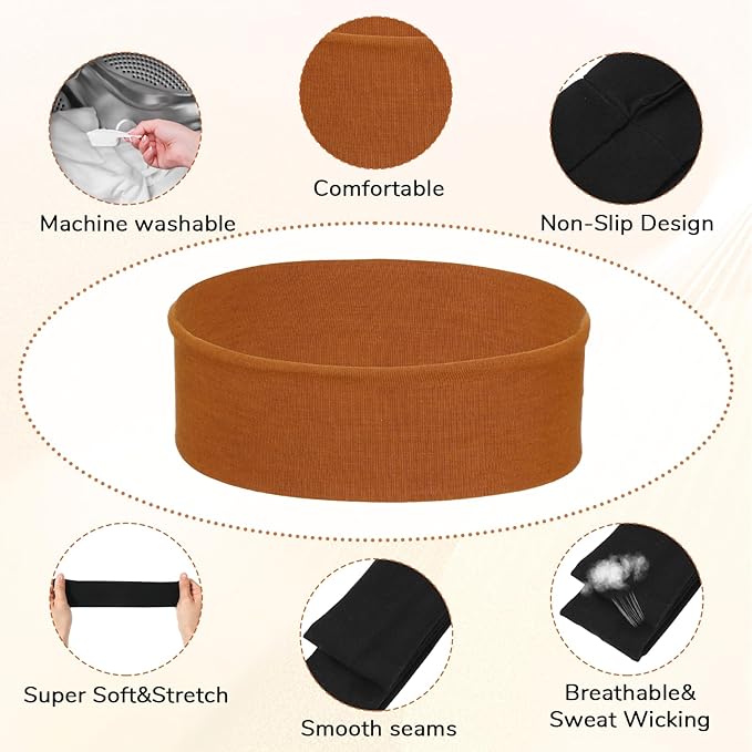 Thick Headbands for Women, 8 Pcs Non Slip Sports Elastic Head Bands for Women's Hair Soft Fabric Headbands Cotton Cloth Hair Bands Accessories for Washing Face Workouts Yoga Skincare Daily Use