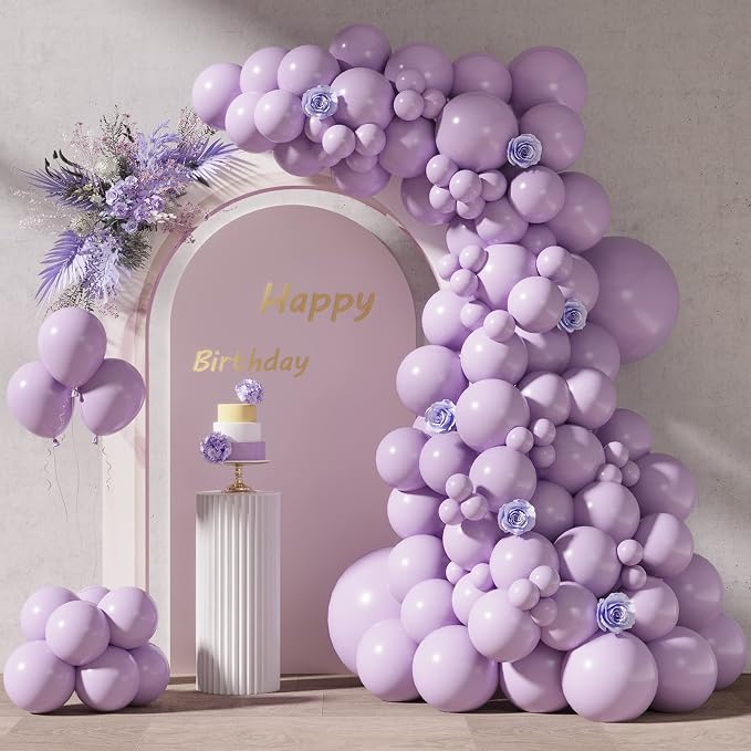 RUBFAC 87pcs Lavender Balloons Different Sizes 18 12 10 5 Inches by RUBFAC