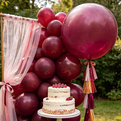 18 Inch Burgundy Balloons 12 Pack Big Thick Latex Dark Ruby Large Retro Wine - Image 5