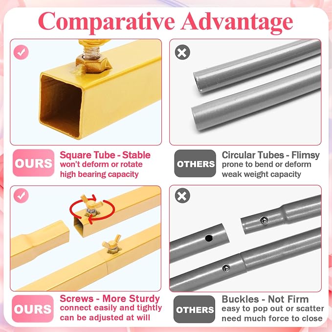 Asee'm 6.6FTx5.2FT Gold Wedding Arch Backdrop Stand Square Metal | Rectangular - Image 3