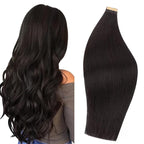 DOORES Human Hair Extensions Tape in Real Remy, 20pcs 80g Dark Brown 20 Inch, Thick Tape in Extensions Real Natural Human Hair Thick Ends Glue in Straight for Woman