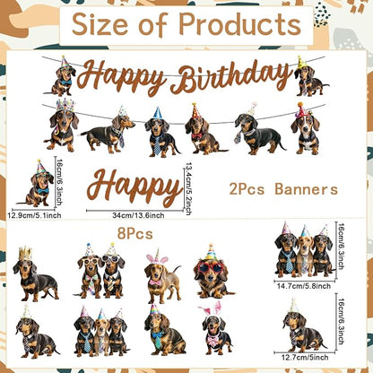Dachshund Dog Birthday Banners Hanging Swirls Party Decor 10PCS | Dachshund - Image 2