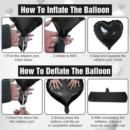Black Heart Balloons, 18Inch Helium Polyester Film Balloon - Image 7