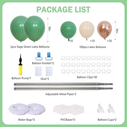 2 Sets Sage Green Champagne Sand White Balloon Column Kit - Image 3