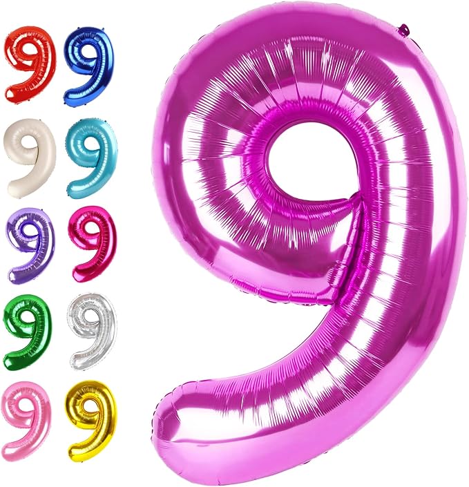 Rosy Purple Number 9 Balloon 40 inch, 9th Birthday Party Balloons Decoration | by Upgesy