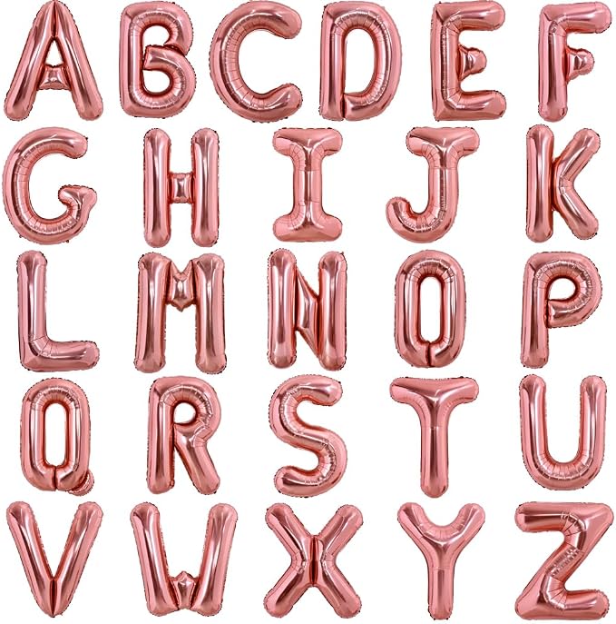 TONIFUL Rose Gold Letter Balloons 2 Set 16 Inch A-Z Custom Alphabet Banner | 52 by TONIFUL