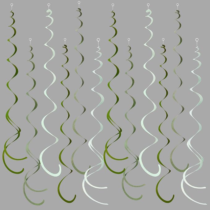 36Pcs Olive Green Hanging Swirl Decorations Ombre Sage Green Felt Swirl by pinkblume