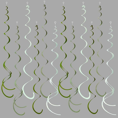 36Pcs Olive Green Hanging Swirl Decorations Ombre Sage Green Felt Swirl by pinkblume