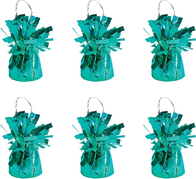 Beistle Metallic Wrapped Balloon Weight – 6 Pack, Turquoise Balloon Centerpiece by Beistle