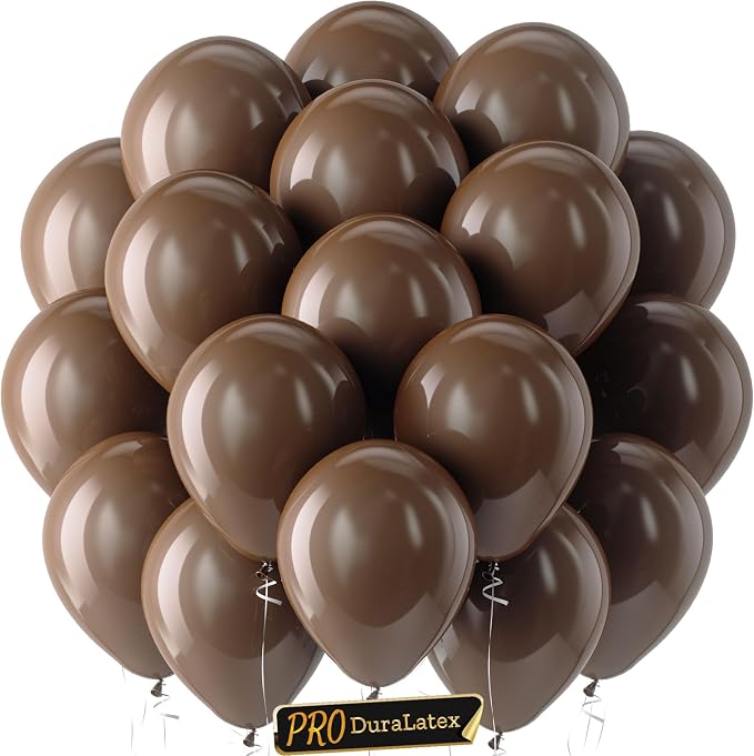Pro Duralatex Brown Extra-Thick Balloons 120 Pack 10 inch | Dark Premium Boho by Bezente