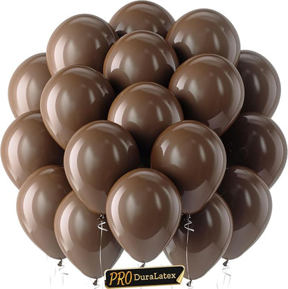Pro Duralatex Brown Extra-Thick Balloons 120 Pack 10 inch | Dark Premium Boho by Bezente