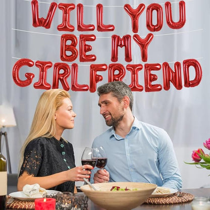 TONIFUL 16 Inch Red Will You Be My Girlfriend Letter Balloons Be My Girlfriend - Image 4