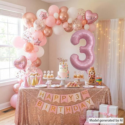 Pearlescent Pink Number 3 Balloon 40 Inch, Shiny Foil - Image 3