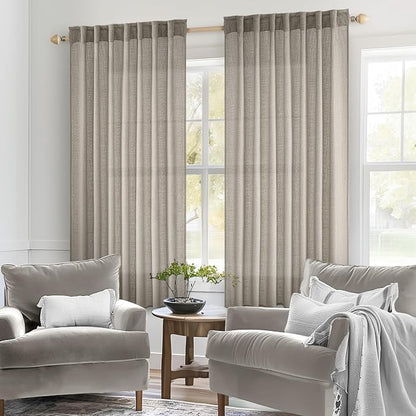 MIULEE Burlywood Birch Linen Curtains 52x45 Inch Long 2 Panels - Image 2