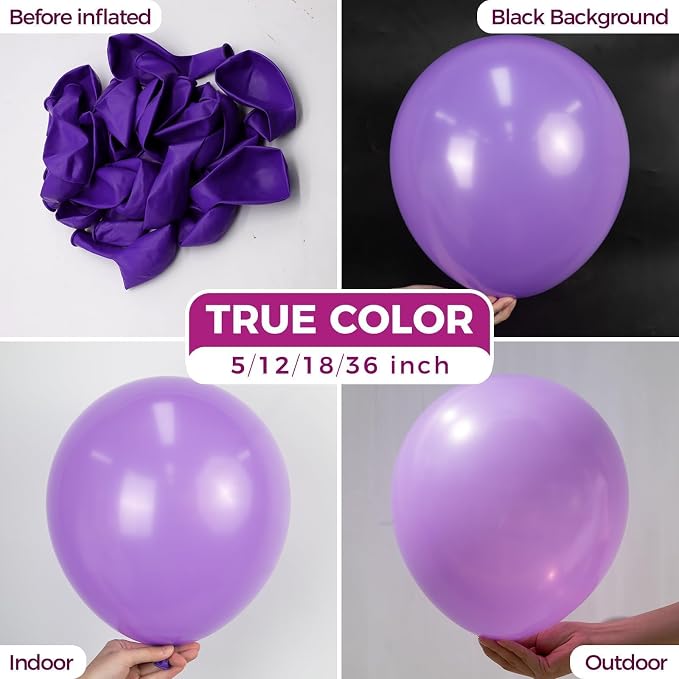 Bezente Purple Giant Latex Round Balloons 36 Inch 8 Pack | Purple Balloons - Image 2