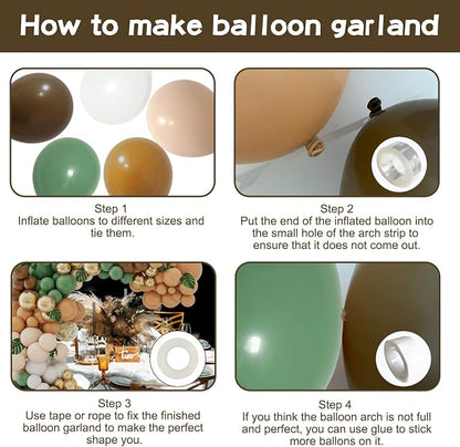 142PCS Sage Green Brown Safari Jungle Balloon Garland Kit - Image 6