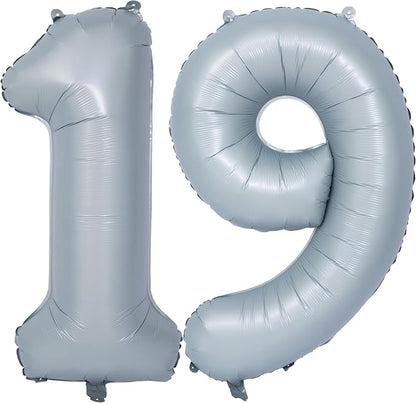 40 In Matte gray Number Balloon Helium Foil Mylar Birthday Balloon Digit 19 | by Exquisitehighqualitypartydecorationstomeetyoureveryneed%EF%BC%81