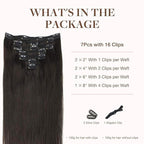GOO GOO Clip in Hair Extensions Real Human Hair, Remy Human Hair Extensions Clip ins for Women, Natural Human Hair, 26inch 135g 7Pcs, 2 Dark Brown