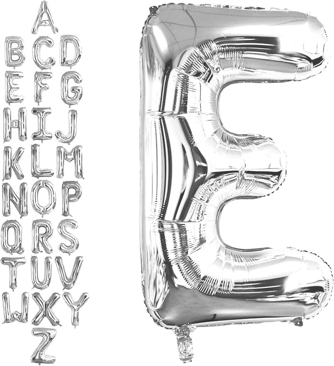 40 Inch Silver Letter E Balloons, DIY Phrase Foil Alphabet Letter E Balloons by LHOAVWE