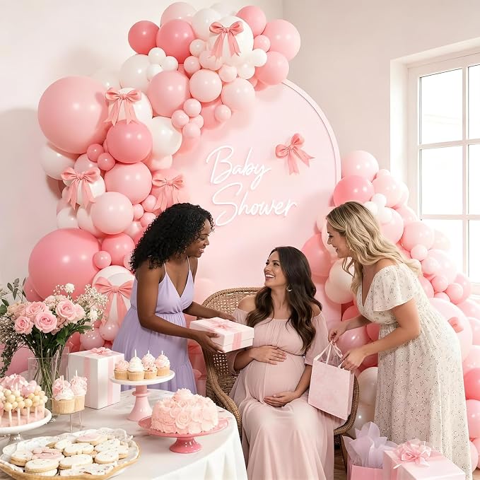 155pcs Pink and White Balloon Arch Kit - Image 7