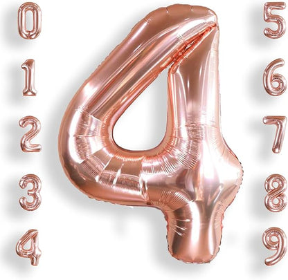 AULE 40 Inch Rose Gold 4 Balloon Number Foil 0-9 Birthday Big Numbers | by AULE