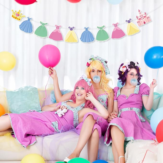 Princess Birthday Banner Princess Party Bunting Banner Garland Dress Theme - Image 5