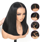 210% Density 13x6 Full Lace Frontal Bob Wig Human Hair 12A Brazilian Virgin Human Hair Pre Plucked HD Transparent Lace Glueless Wigs 16 Inch