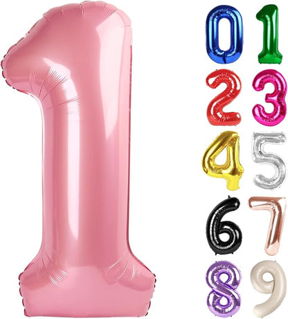 1 Balloon - Pastel Pink Birthday Number Balloons, 40 Inch Decorations | Pastel by ALPHADELTAPI