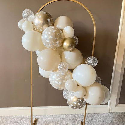 Jobkoo Snowflake Balloons Winter Wonderland Beige Gold Cream White Sand - Image 2