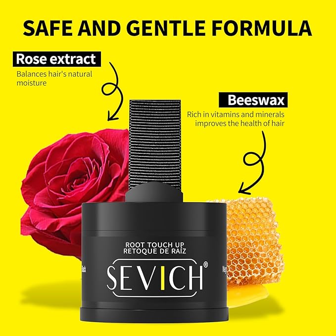 Sevich Hairline Powder - Root Touch Up Instantly Hair Color for Thinning Gray Coverage - Bald Spot Concealing Hair Powder for Women & Men - 48Hour Waterproof & Sweatproof - Black