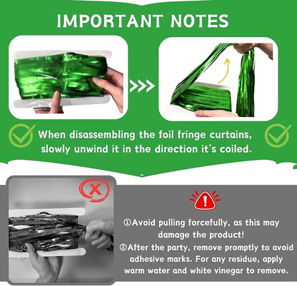 Matte Green Foil Fringe Curtain Backdrop Party Decorations 4PCS | 6.6×3.3 ft - Image 4