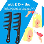 HYOUJIN Two Set Large Wide Tooth Comb Detangling Wet or Dry Combs for Shower, Hair Styling Brush for Natural, Curly, Long Hair for Women and Men