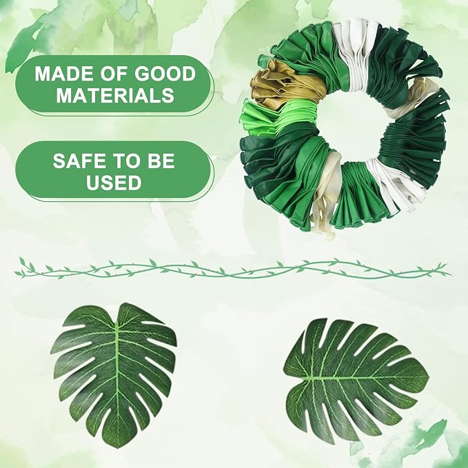 Amandir 163Pcs Jungle Party Balloons Garland Arch Kit | Gold Green Balloons - Image 4