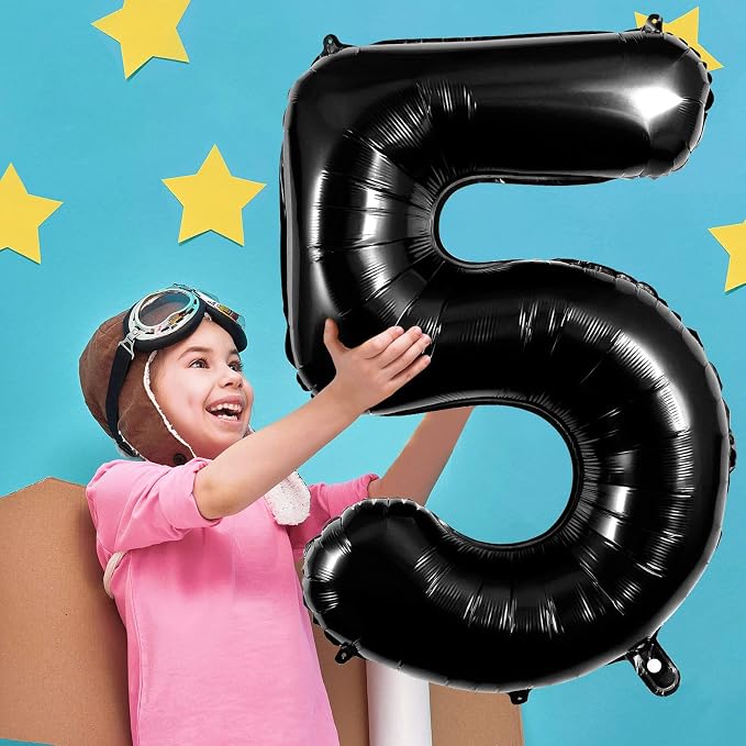Black Number 5 Balloons 40 Inch Large Foil Balloons, Giant Number Balloon - Image 4