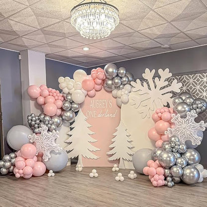 Pink White Silver Balloons Arch Kit - Image 3