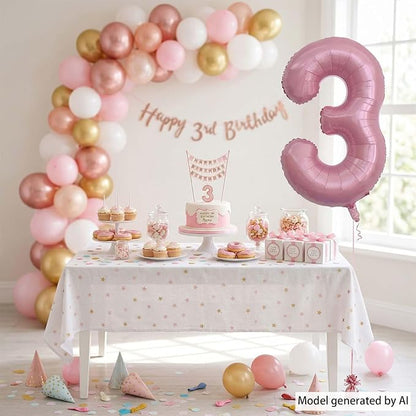Pearlescent Pink Number 3 Balloon 40 Inch, Shiny Foil - Image 7